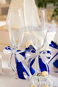 Wedding glasses of the newlyweds