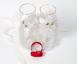 Wedding glasses and rings
