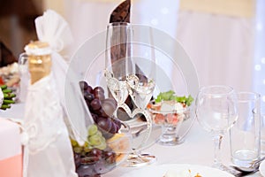 Wedding glasses on a table