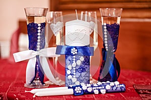 Wedding glasses and wedding candles