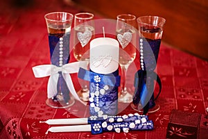 Wedding glasses and wedding candles