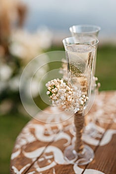 Wedding glasses for wine and champagne