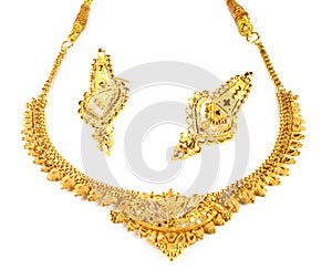 Wedding gold necklace with earrings