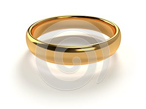 Wedding gold ring isolated on white background