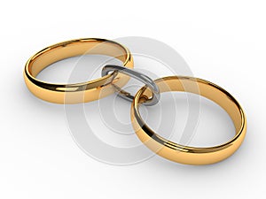 Wedding gold rings connected chain