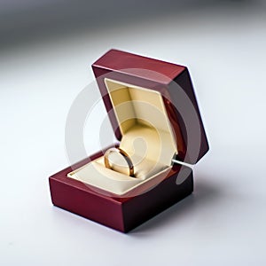 Wedding golden ring in a redwood box