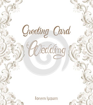 Wedding greeting card with rococo texture pattern
