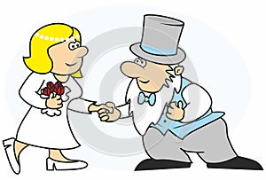 wedding greeting card, valentine\'s day wishes, Bride and Groom, cartoon, vector, eps.