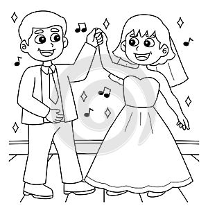 Wedding Groom And Bride Dancing Coloring Page