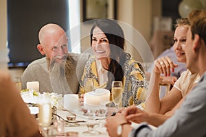 Wedding Guests Socialising At Dinner