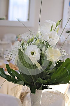 Wedding hall decked with flowers