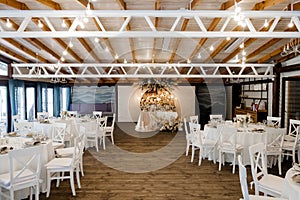 Wedding hall Rustic banquet in luxury restaurant