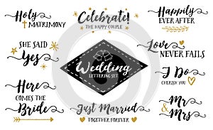 Wedding Hand Lettering Phrases Vector Set