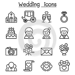 Wedding icon set in thin line style vector illustration graphic design