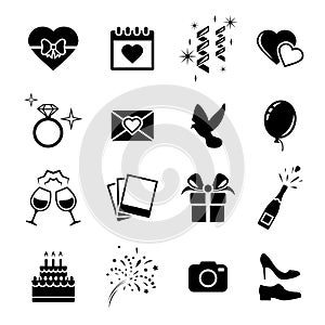 Wedding icons set