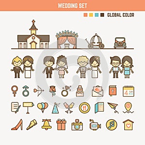 Wedding infographic elements for kid