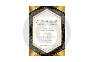 Wedding invitation with abstract leaf, gold, black, white template, artistic covers design, colorful texture, modern backgrounds