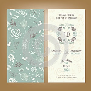 Wedding invitation or announcement card