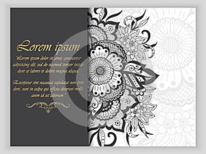 Wedding invitation and announcement card with ornament in Arabian style. Arabesque pattern. Eastern ethnic ornament.