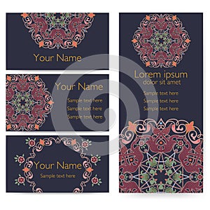 Wedding invitation and announcement card with ornament in Arabian style. Arabesque pattern. Eastern ethnic ornament