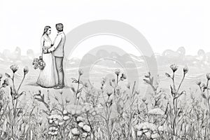 Wedding invitation backround rustic farmstyle field flowers