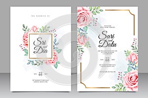 Wedding invitation with beautiful floral watercolor