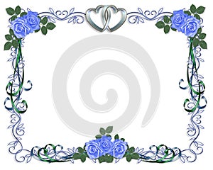 Wedding Invitation Blue roses Border