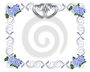 Invitaciones de boda fronteras azul rosas 