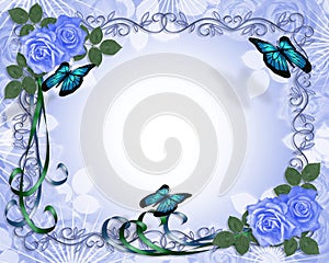 Wedding invitation Border Blue Roses