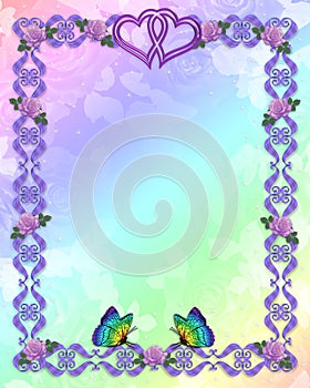 Wedding invitation border butterflies