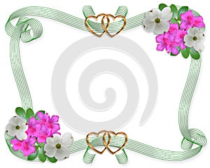 Wedding invitation border flowers and ribbons