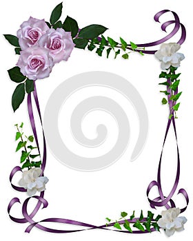 Wedding Invitation border Lavender Roses