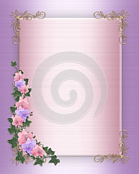 Wedding invitation Border orchids ivy