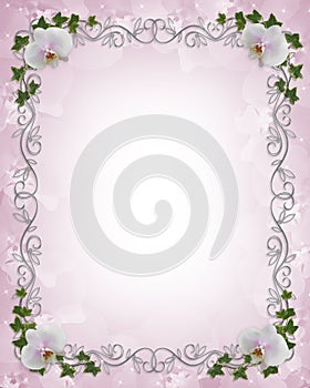 Wedding invitation Border orchids ivy