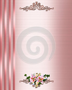 Wedding Invitation border Pink Satin