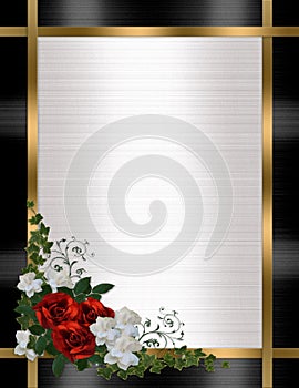 Wedding invitation border red roses