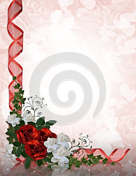 Wedding invitation border red roses