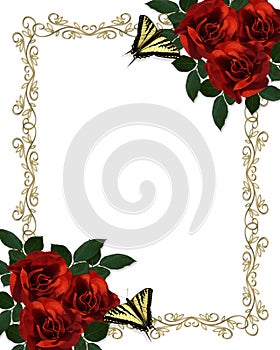 Svadobné oznámenie hranice ruže motýle 