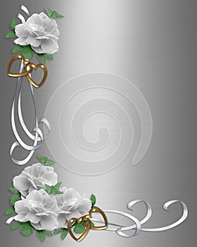 Wedding Invitation Border White Roses photo