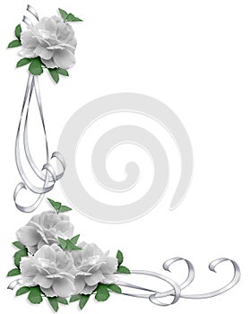 Wedding Invitation Border White Roses