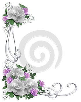 Wedding Invitation Border White Roses