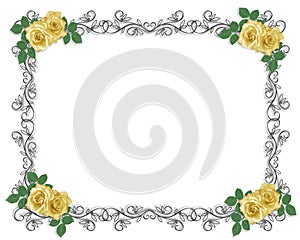 Wedding Invitation Border yellow rose