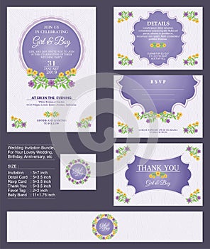 Wedding Invitation / Bridal shower with floral bouquets and wreath design