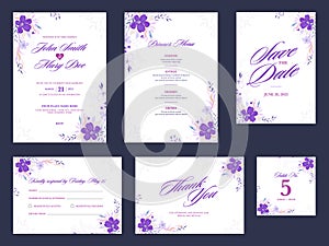 Wedding Invitation Card with Dinner Menu, Save The Date, Thank You