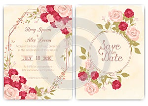 Wedding invitation card Floral hand drawn frame