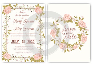 Wedding invitation card Floral hand drawn frame