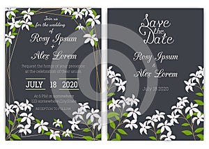 Wedding invitation card Floral hand drawn frame