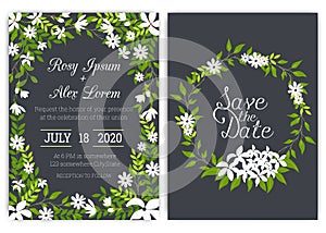 Wedding invitation card Floral hand drawn frame