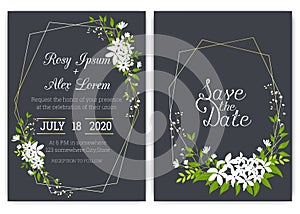 Wedding invitation card Floral hand drawn frame