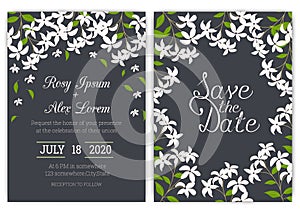 Wedding invitation card Floral hand drawn frame